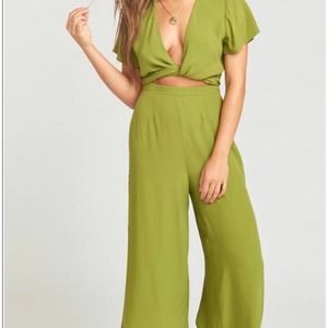 Show me your Mumu green jumpsuit tie front small